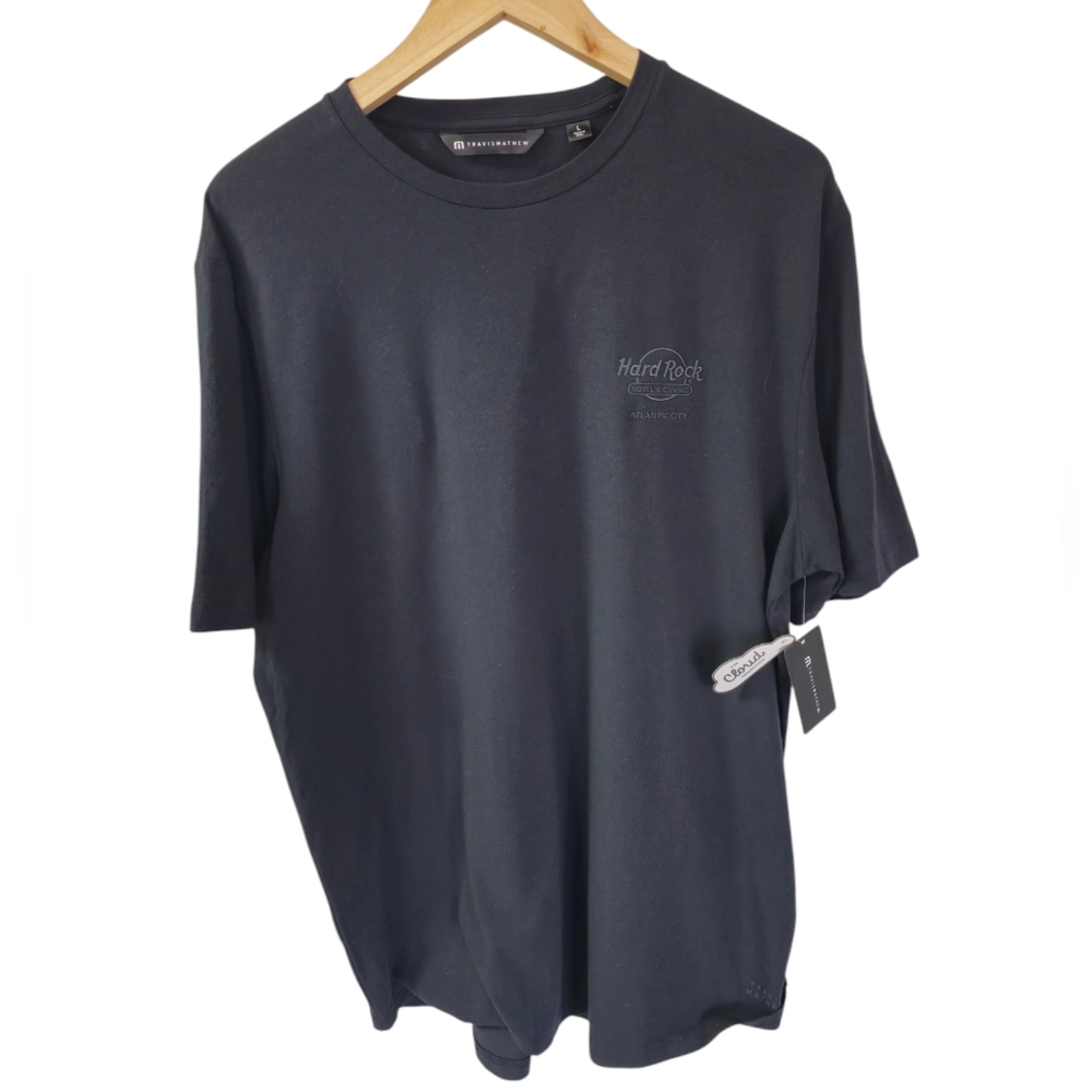NWT TRAVIS MATHEW Hard Rock Short Sleeve Black Tshirt Modal Blend Size Large